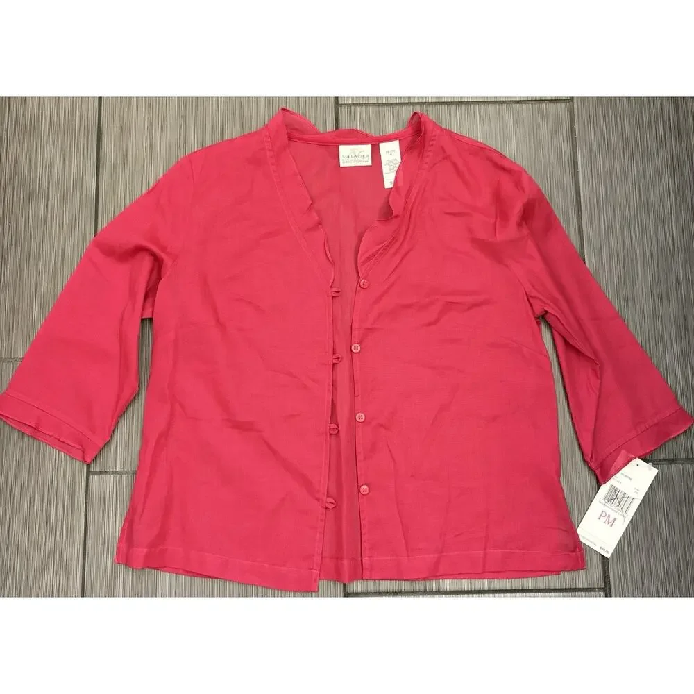 Liz Claiborne Villager Pink Cotton Tank And Button Down Shirt Set Petite Medium
